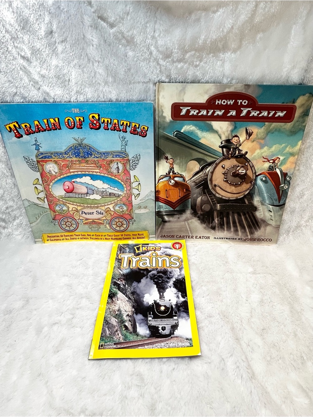 LOT OF 3 CHILDREN'S BOOKS ABOUT TRAINS
